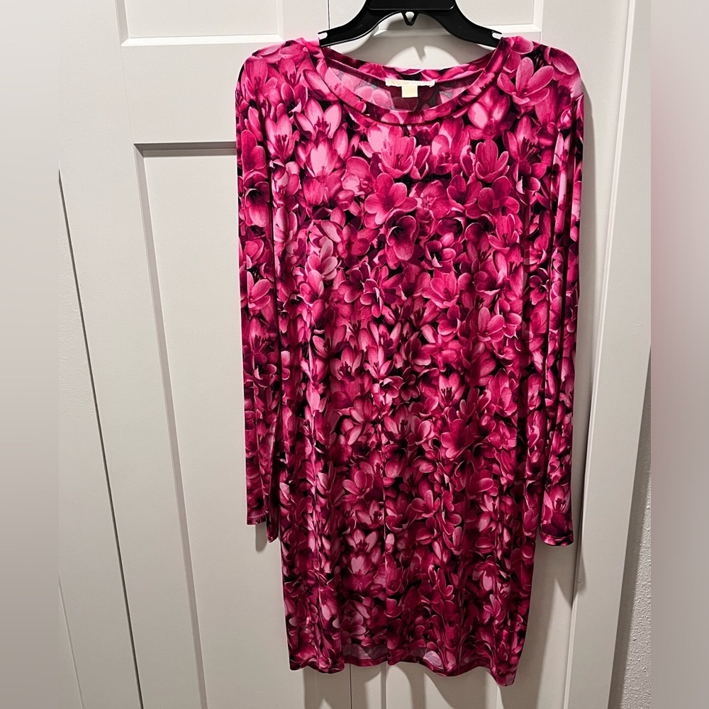 MICHAEL KORS PRE-LOVED AUTHENTIC RADIANT FLORAL PINK LONG SLEEVES DESIGN DRESS